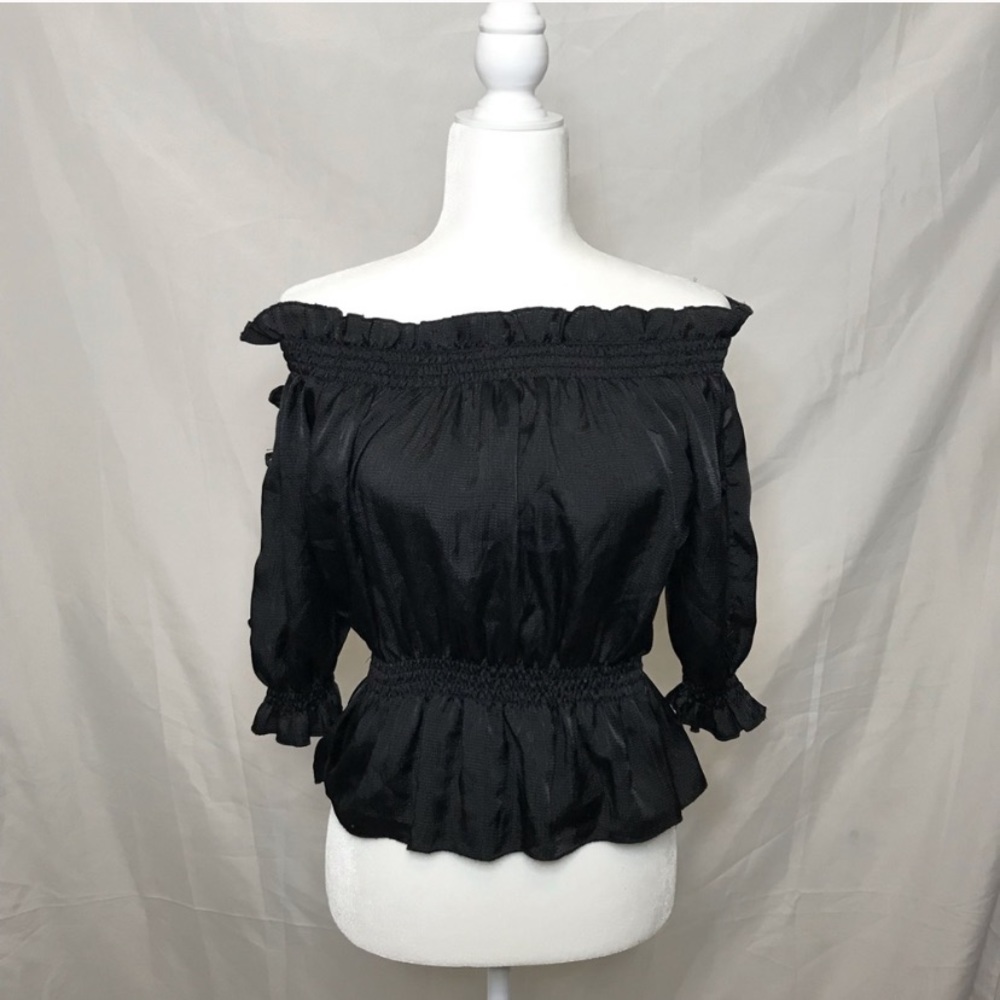 Wet Seal Elastic Button-On-Sleeve Blouse